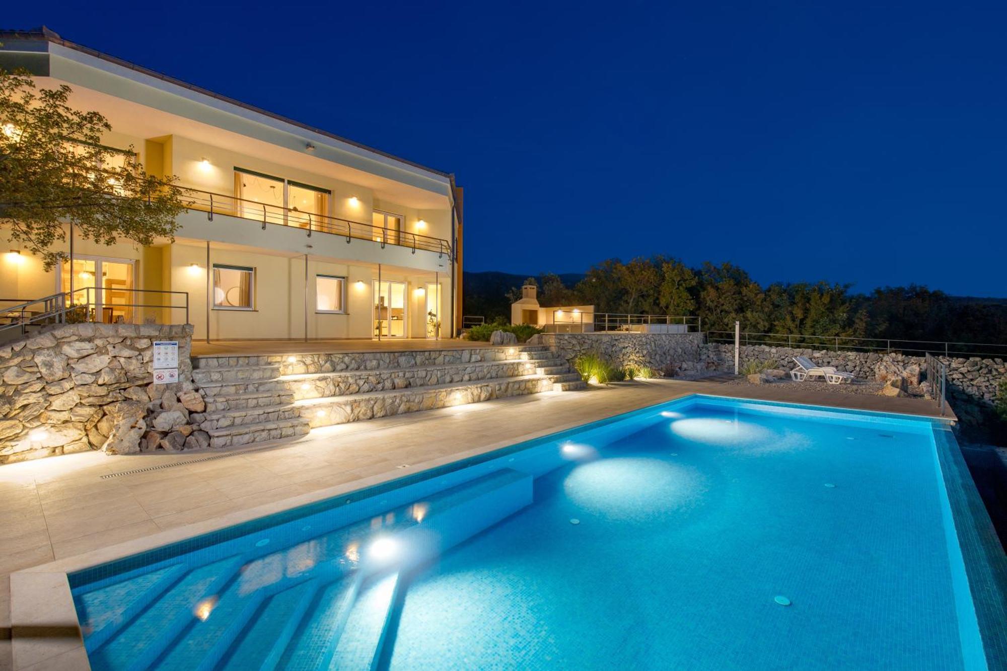 Luxury Villa Ostro With Pool & Krk Bridge View كلارجيفيكا المظهر الخارجي الصورة