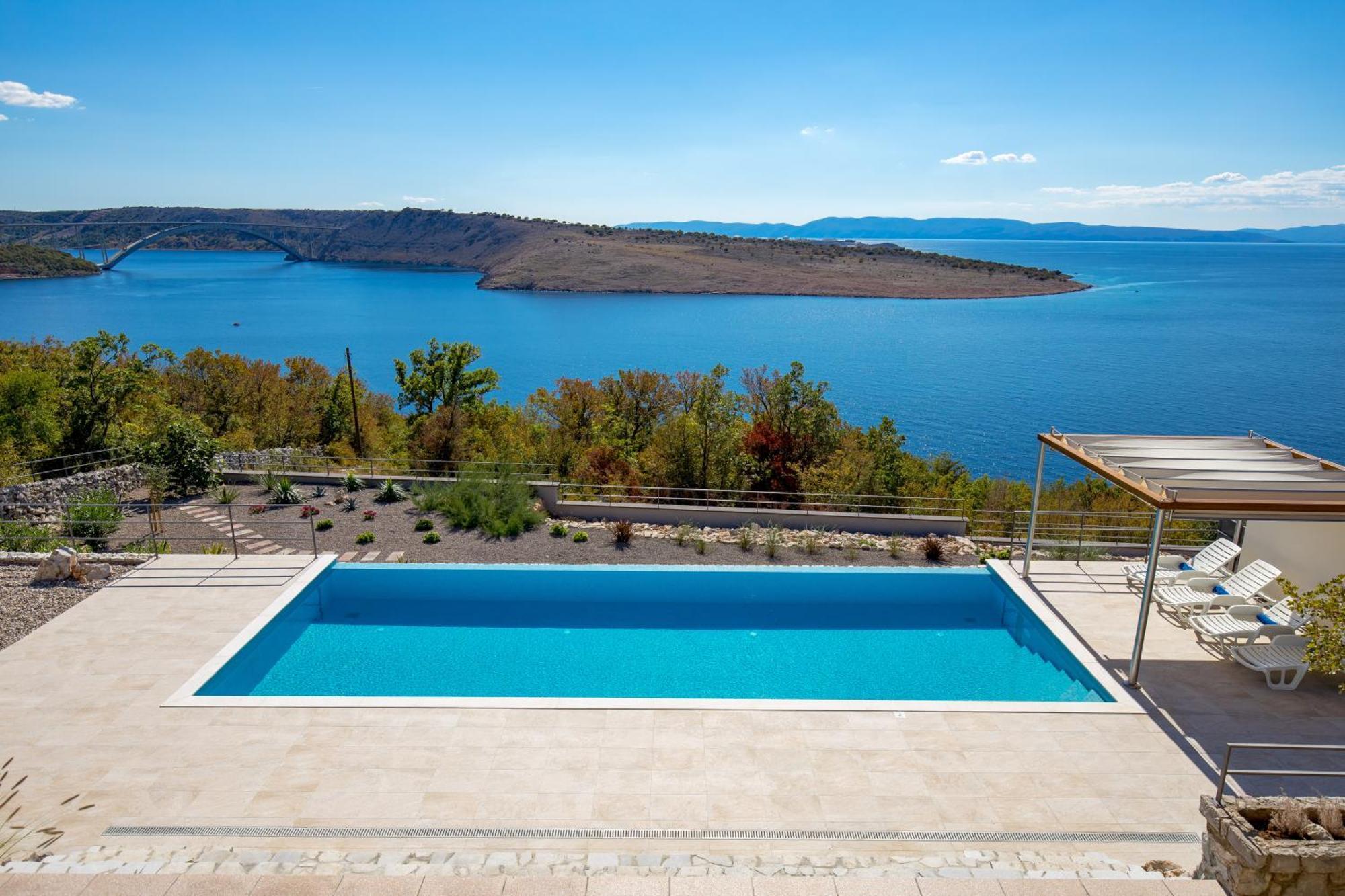 Luxury Villa Ostro With Pool & Krk Bridge View كلارجيفيكا المظهر الخارجي الصورة