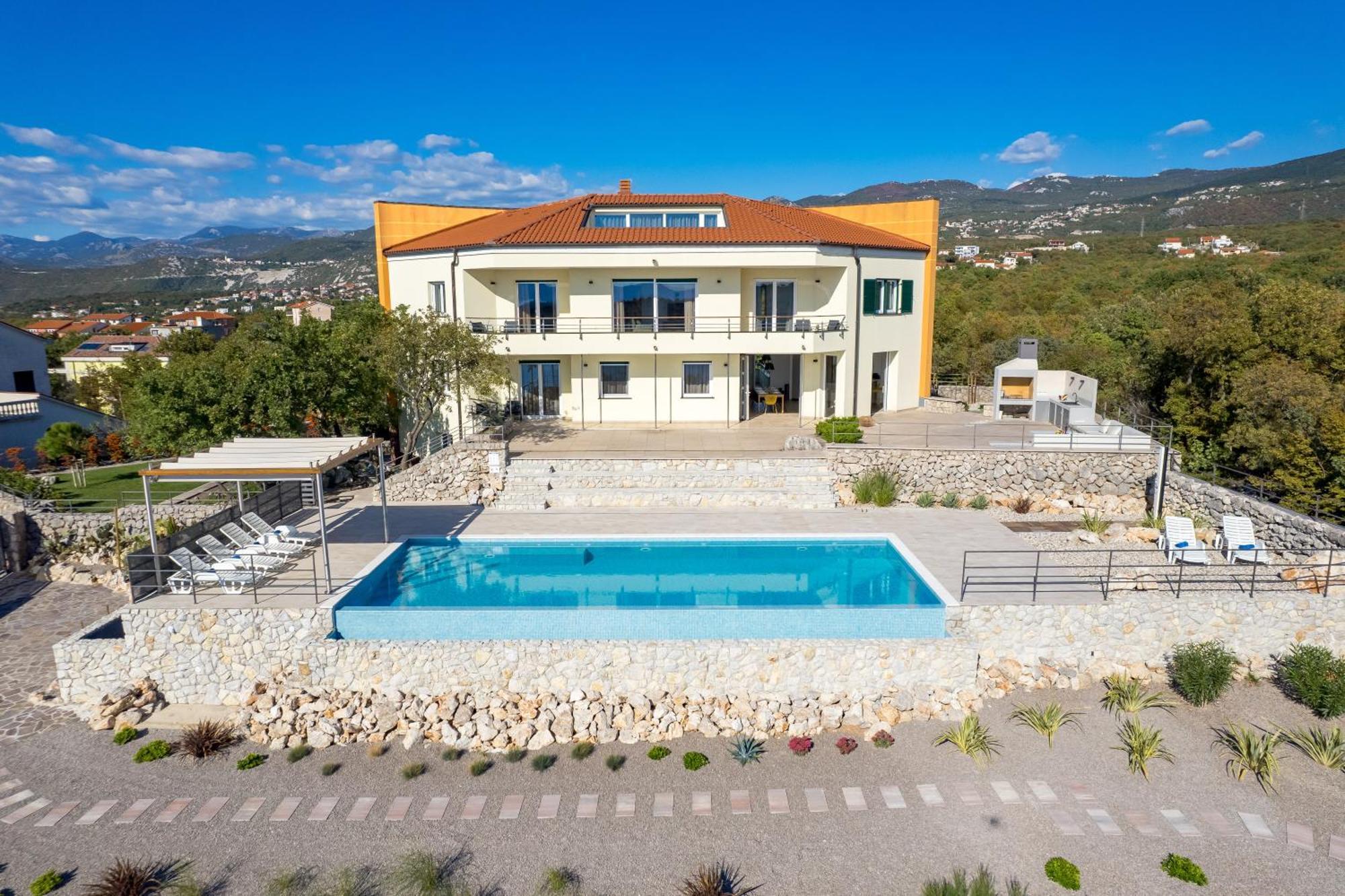 Luxury Villa Ostro With Pool & Krk Bridge View كلارجيفيكا المظهر الخارجي الصورة